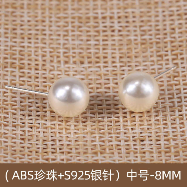 S925 silver needle fresh water pearl stud earrings