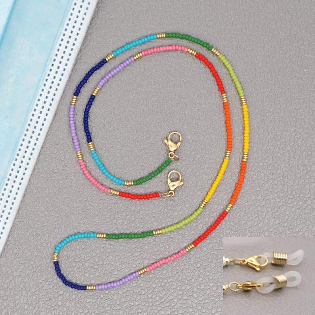 Tiny seed beads colorful mask glasses chain