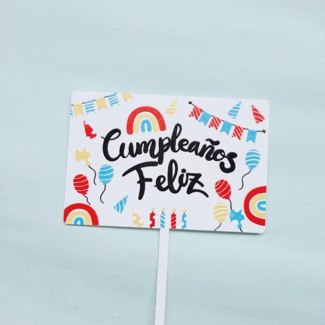 Feliz Cumpleanos color cake toppers