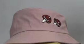 Mushroom embroidered bucket hat