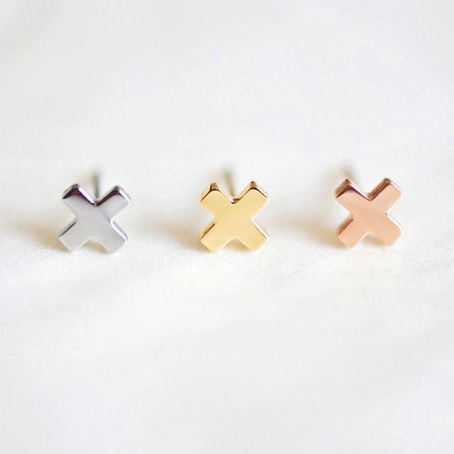 Occident fashion cross stainless steel ear studs