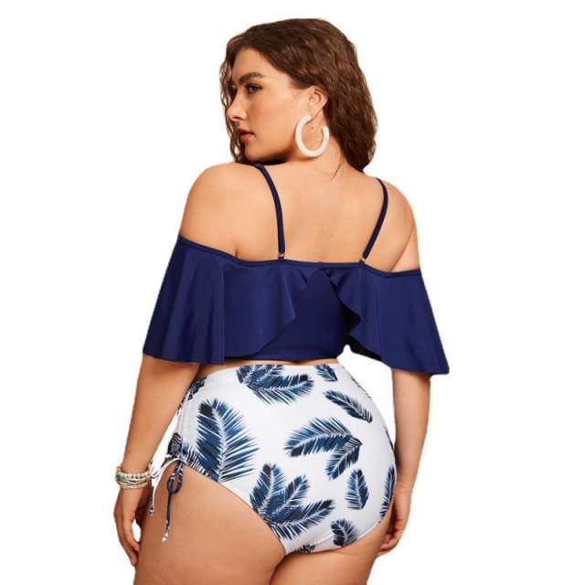 Plus size navy blue two piece swimwear