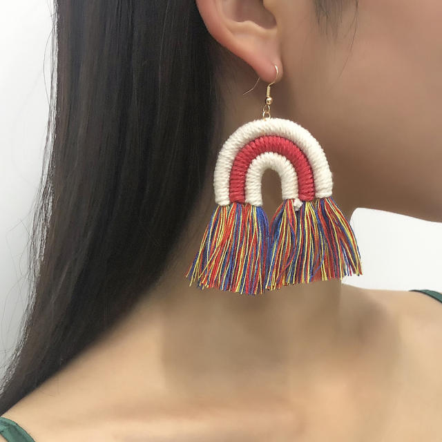 Bohemian thread tassel earrings