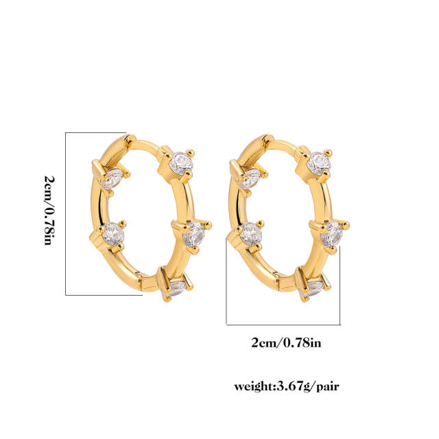 Fashion heart cubic zirconia huggie earrings