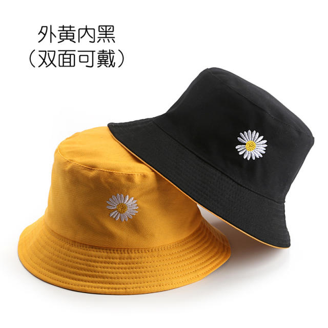 Little daisy embroidered bucket hat