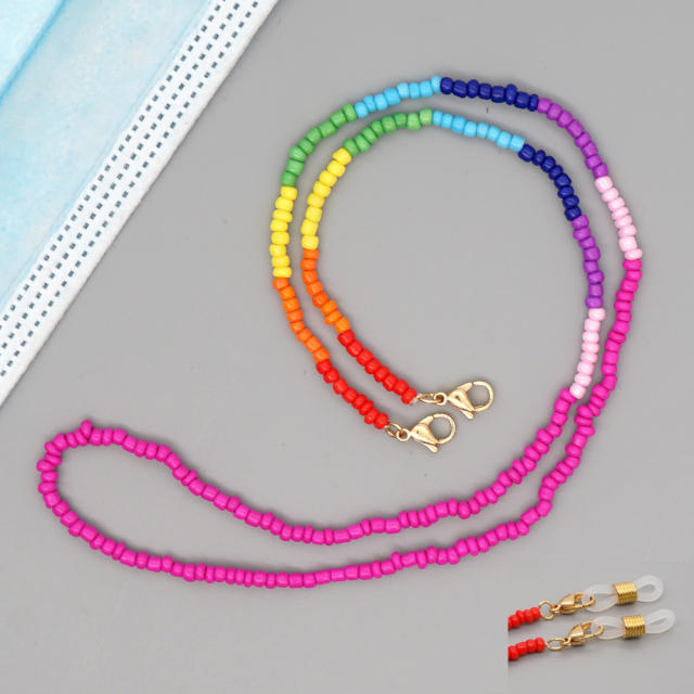 Colored seed beads mask glasses chain