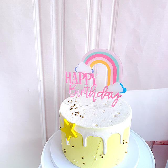 Creative rainbow happy birthday cake toppers