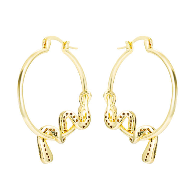 Fashion snake cubic zirconia hoop earrings