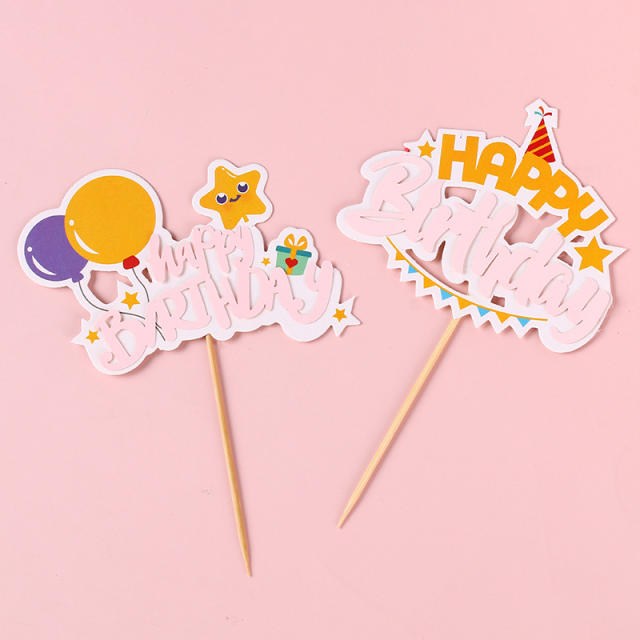 Cute happy birthday cake toppers