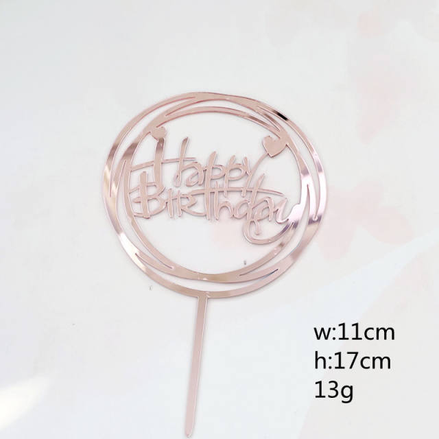 Rose gold and gold color happy birthday cake toppers