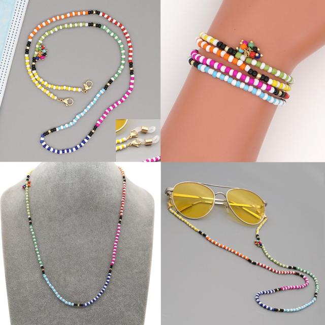 Colored seed beads mask glasses chain