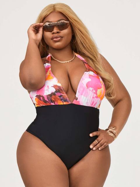 Plus size one piece swim suit