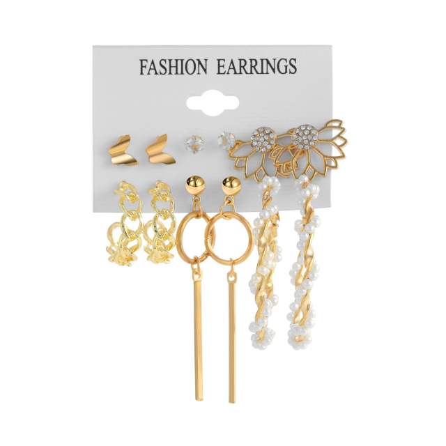 New pearl set women's earrings 9 pairs