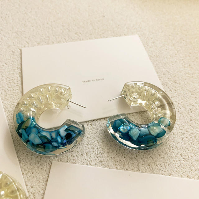 925 silver needle C- shaped hoop earrings