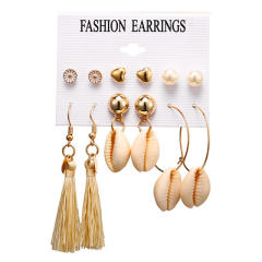 Shell tassel earrings set 6 pairs