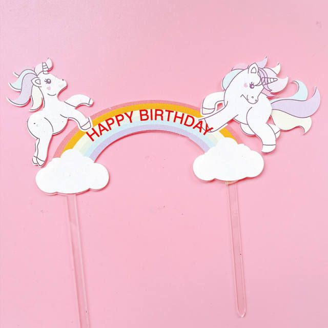 Rainbow cloud happy birthday cute cake toppers