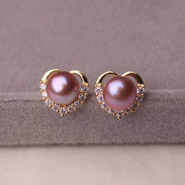 S925 silver needle pearl stud earrings