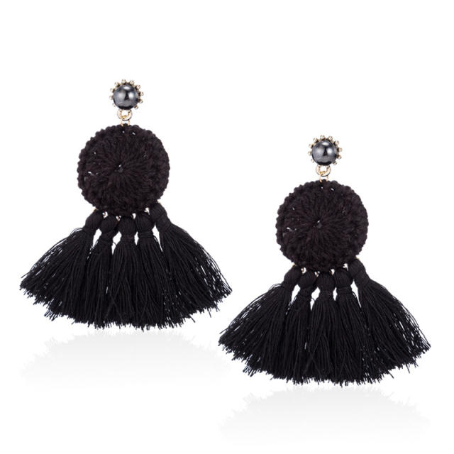 Bohemian hoop tassel earrings