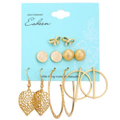 Butterfly leaves hoop earings set 6 pairs