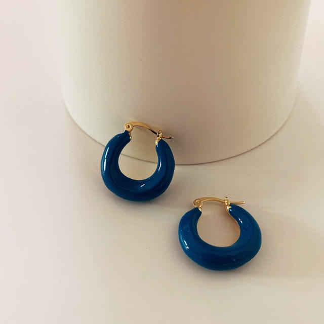 Enamel small hoop earrings