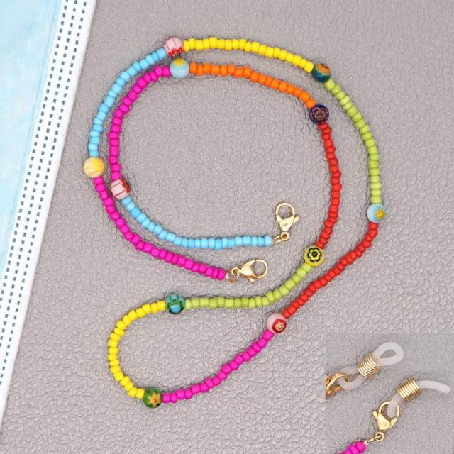 Boho color seed beads glasses chain