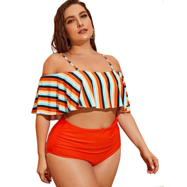 High waist two piece plus size swimwear