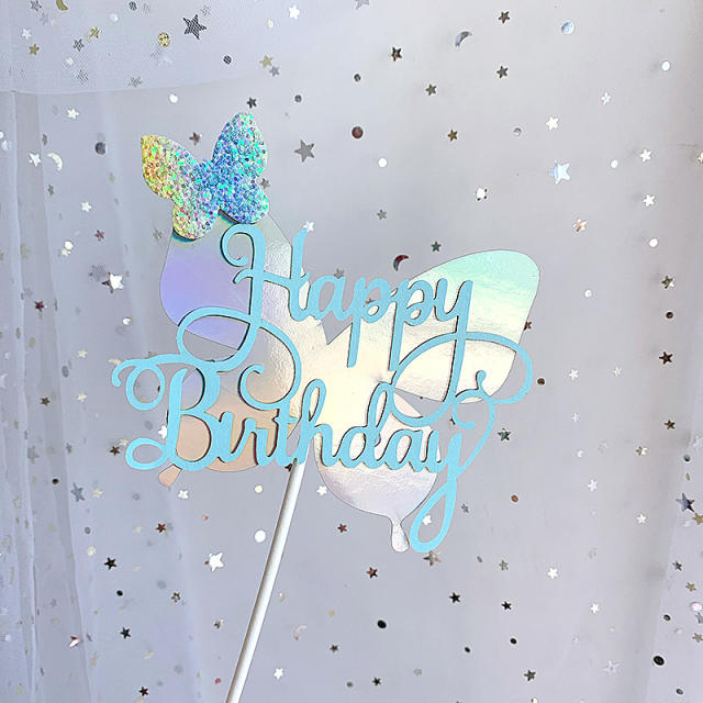 Color butterfly happy birthday cake toppers