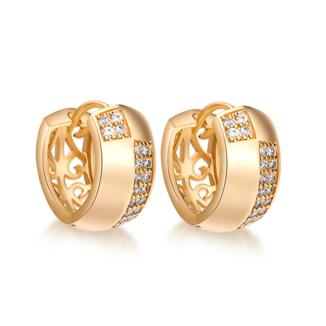 Fashion hollowed out cubic zirconia huggie earrings