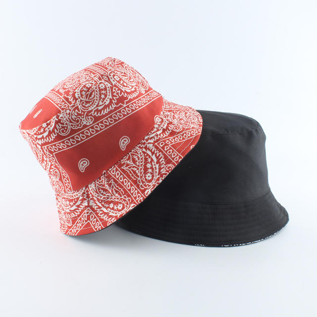 Paisley pattern double side bucket hat