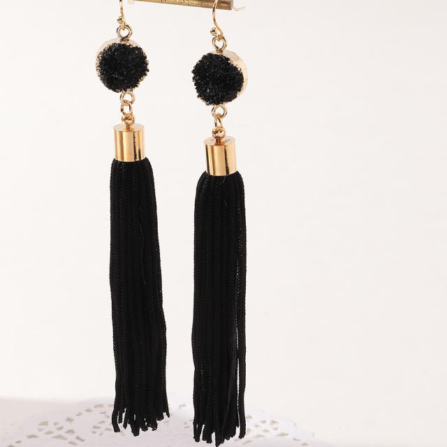 Bohemian long-style thread tassel earrings