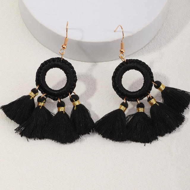 Bohemian hoop tassel earrings