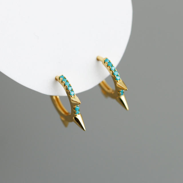 Fashion 925 silver turquoise huggie earrings