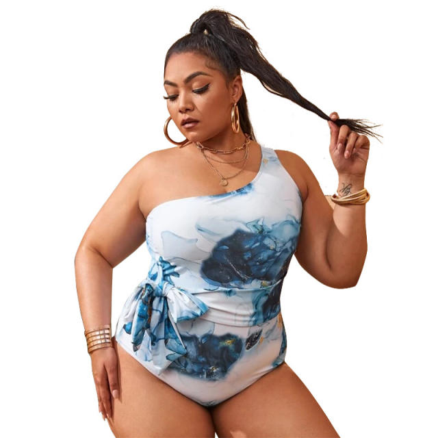 Single shoulder one piece plus size swimwear