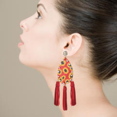Daisy bohemian thread tassel earrings