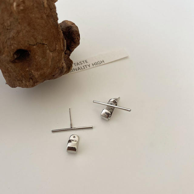 925 silver simple jacket earrings