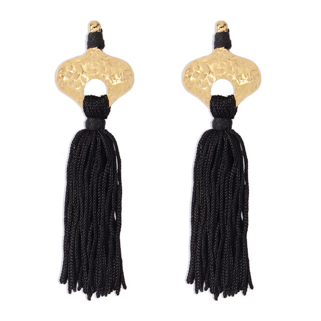 Bohemian long-style thread tassel earrings