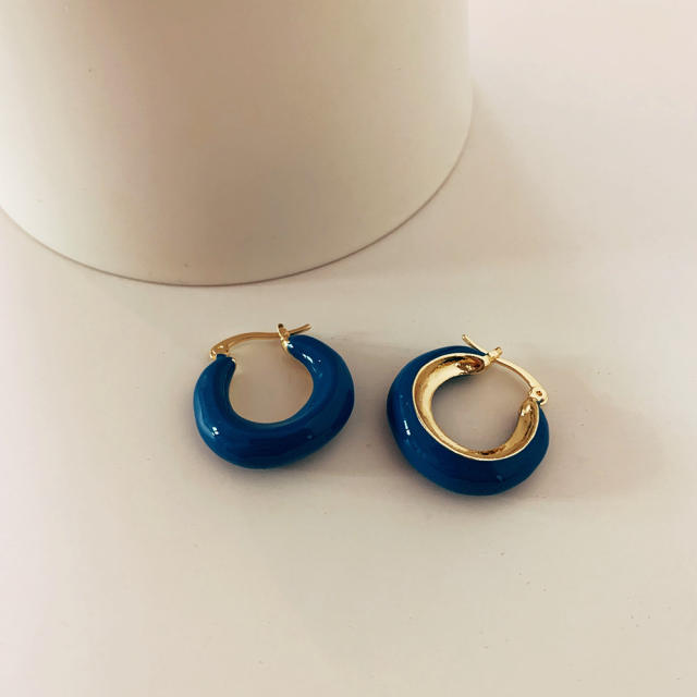 Enamel small hoop earrings