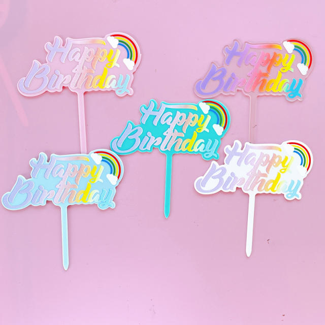 Happy birthday rainbow cake toppers