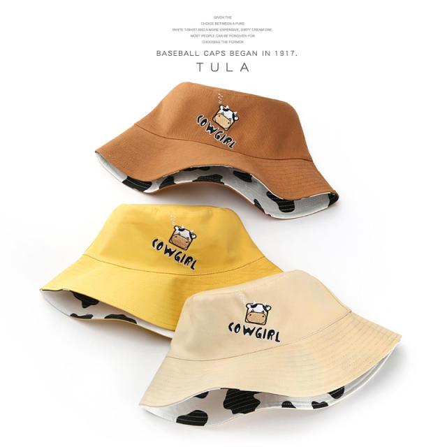 Cows embroidered bucket hat
