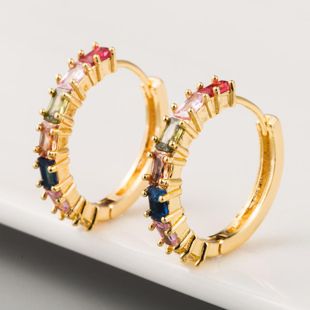 Fashion colorful cubic zirconia huggie earrings