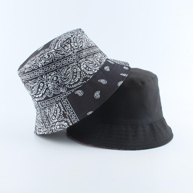 Paisley pattern double side bucket hat