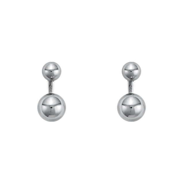 Fashion 925 silver needle double balls jacket earrings