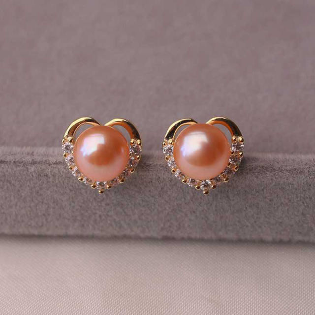 S925 silver needle pearl stud earrings