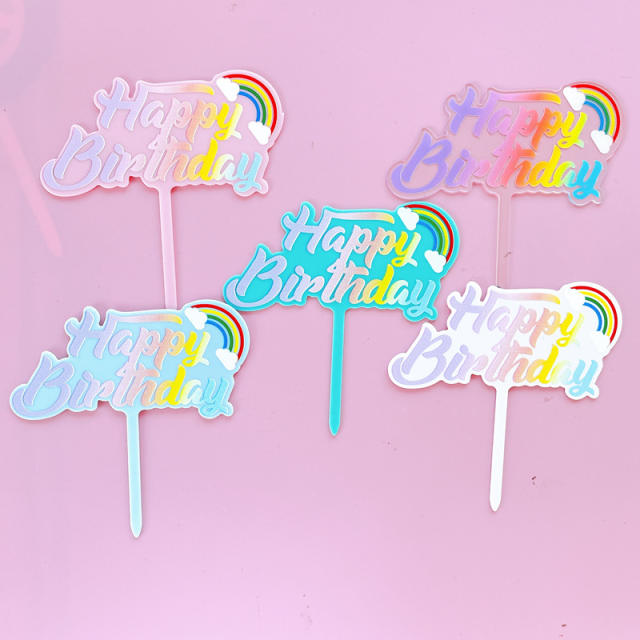 Happy birthday rainbow cake toppers