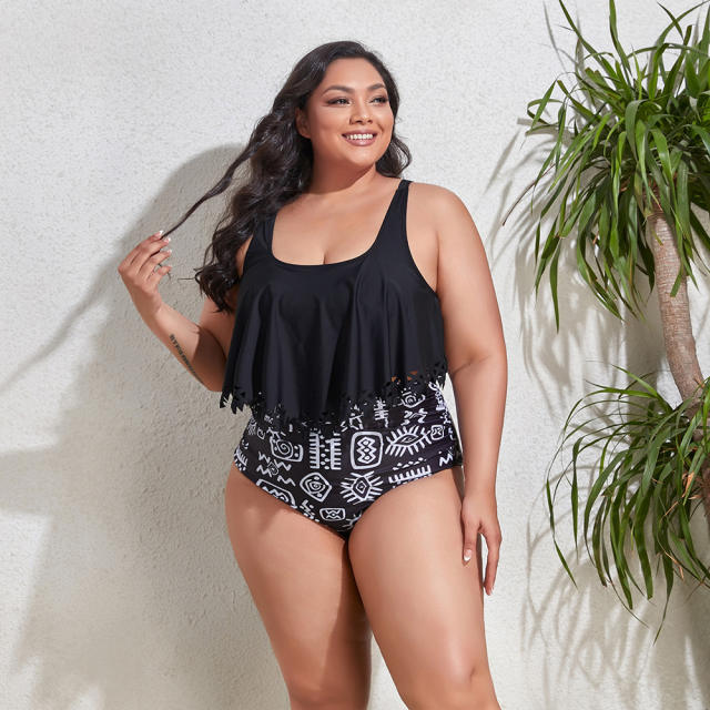 Plus size high waist tankini swimwear