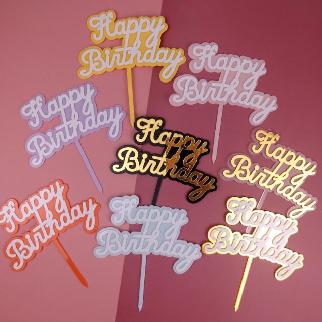 Candy color happy birthday cake toppers