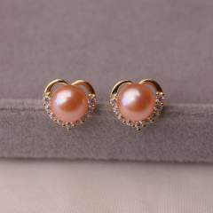 S925 silver needle pearl stud earrings