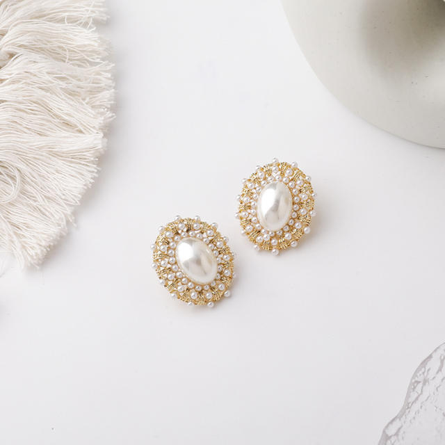 Big pearl stud earrings