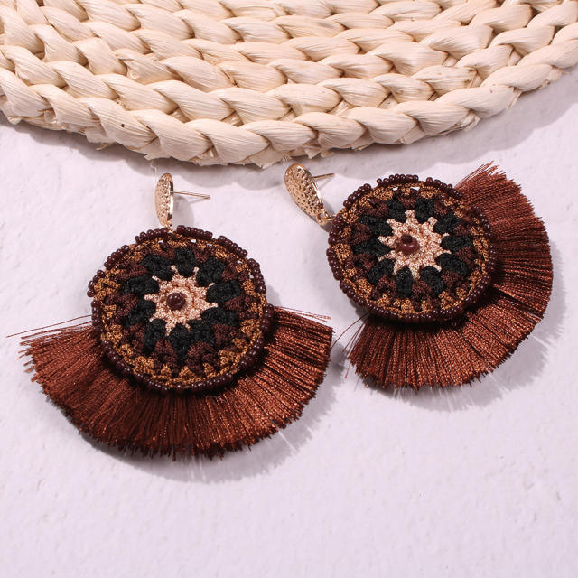 Bohemian hoop tassel earrings