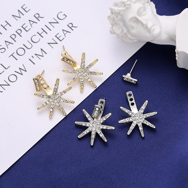 Fashion rhinestone snowflake jacket earrings